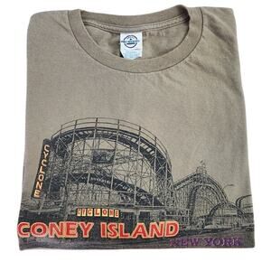 Vintage Coney Island New York Roller Coaster Delta Pro Weight T-Shirt Men 2XL
